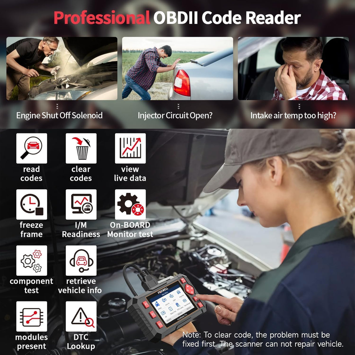 OBD2 Scanner – Autodiagnose Tool – Foutcode Lezer – ABS Scanner – SRS Airbag Scanner – 5-in-1 Diagnosefuncties – Automatische VIN Herkenning