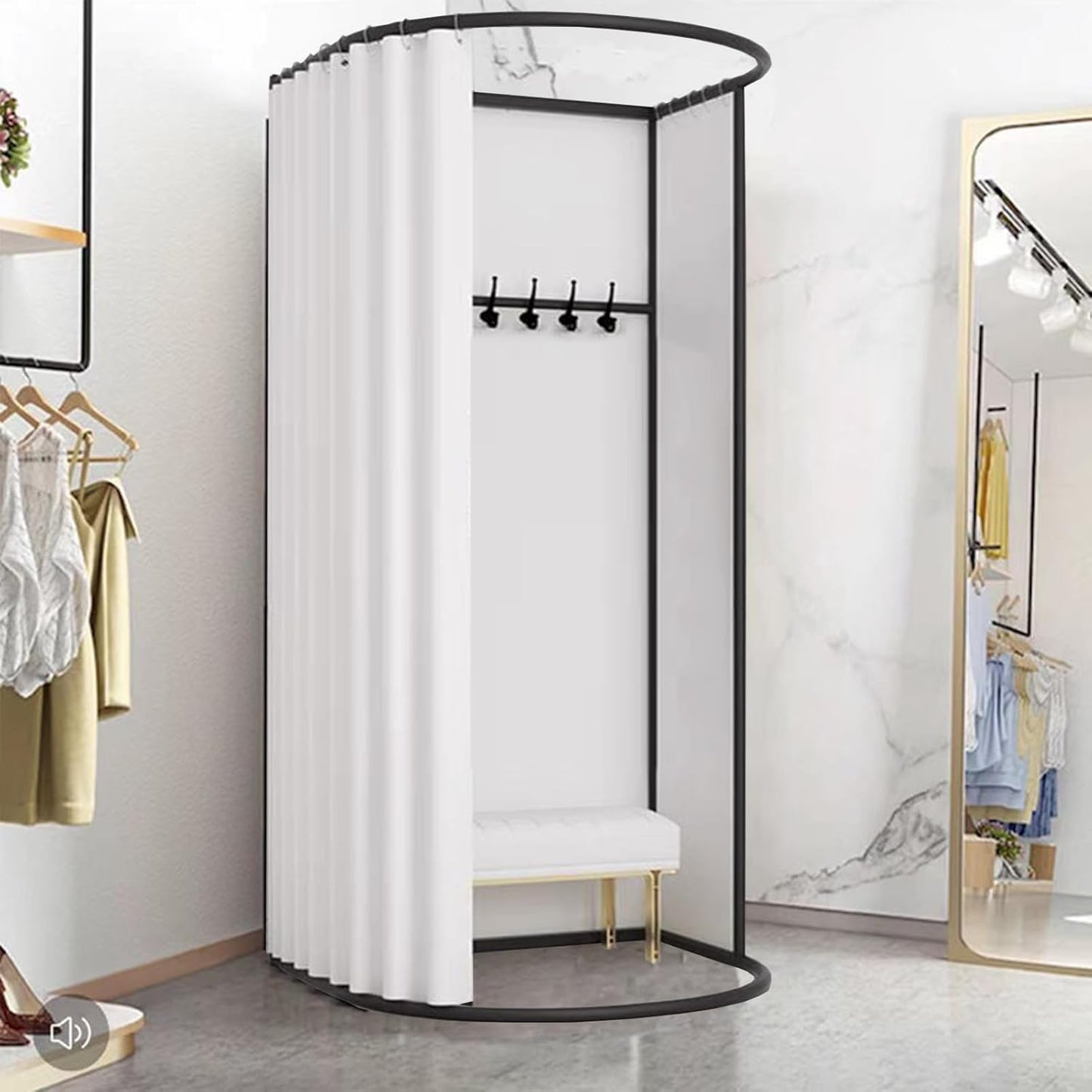 Kledingwinkel Fitthing Room, draagbare kleedkamer voor boetiek, beweegbare kleedkamer met schaduwgordijn, tijdelijke mobiele Prvacy bescherming kleedkamer, 78 x 39 x 94 cm