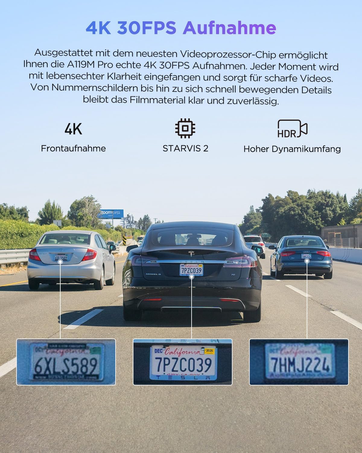 VIOFO A119M Pro 4K HDR Mini dashcam auto met CPL, Wi-Fi 6 & GPS autocamera voorzijde met STARVIS 2, spraakbesturing en spraakweergave, nachtzicht 2.0, gebufferde parkeermodus, 1,5 inch lcd-scherm