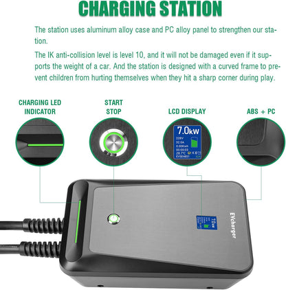 Type 2 Oplader – EV Lader – Elektrische Auto Oplader – Laadstation – Plug-in Hybride Oplader – 7 kW Vermogen – 6 Meter Kabel
