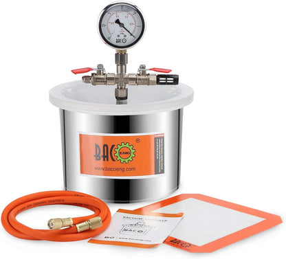 BACOENG 6.8L Vacuum Chamber with 3CFM Single Stage Vacuum Pump Suppression Pump with Pressure Gauge HVAC - QUORE