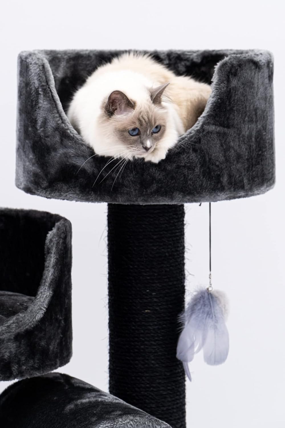Krabpaal – Krabmeubel – Kattenpaal – Klimpaal – Zwart – Stevige Basis – Dikke Sisalstammen 12 cm
