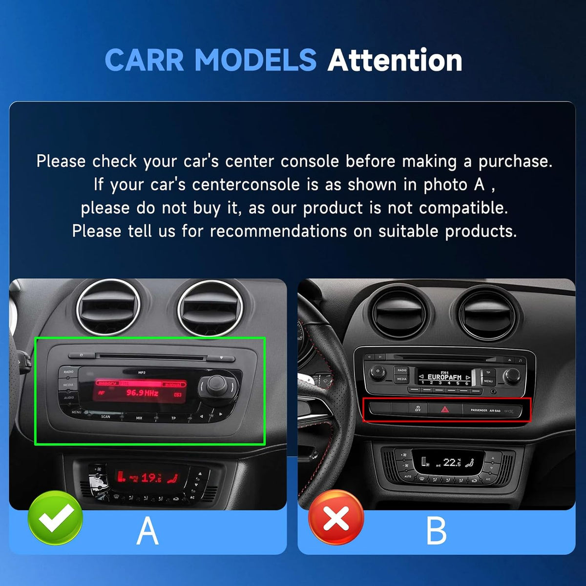 Hodozzy 4G + 64 GB autoradio voor Seat Ibiza 2009-2013 Android InCell touchscreen 9 inch Carplay Android Auto draadloos, radio 2 DIN auto voor Seat Ibiza GPS Bluetooth DSP WiFi FM RDS
