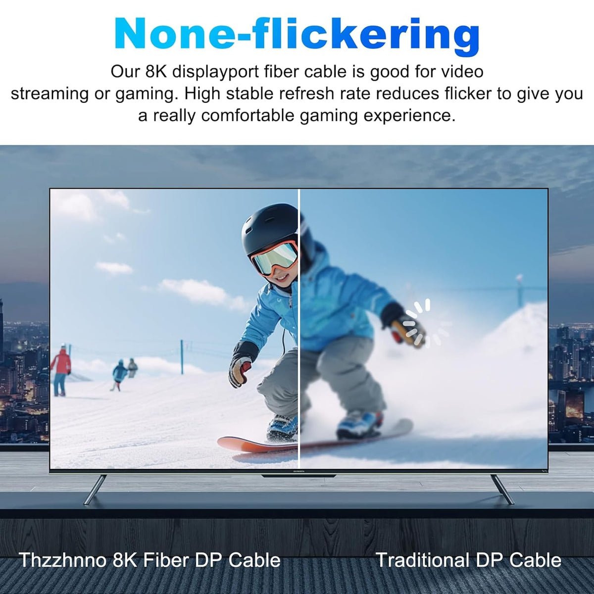 4K 8K DisplayPort Optische Glasvezelkabel 75M, DP naar DP 1.4 Kabel 8K@30Hz, 4K@144Hz 32.4Gbps ondersteuning HDR, G-Sync FreeSync voor laptop, PC, TV