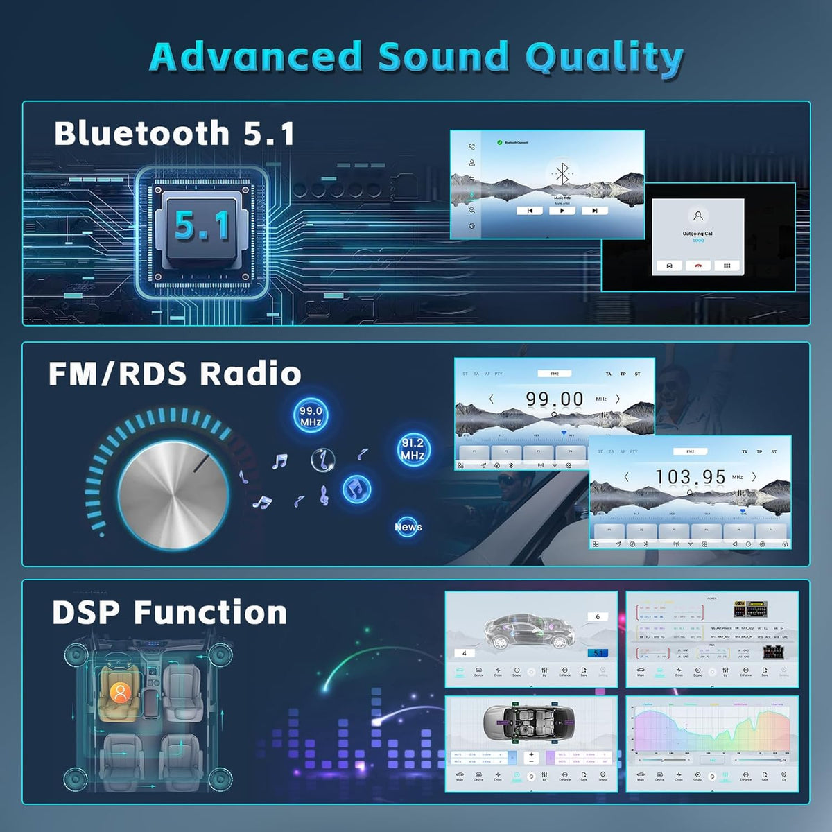 Inefala 8core 4+64GB Android 15 autoradio 2 Din ingebouwde Qualcomm Snapdragon-chip, draadloze CarPlay en Android Auto, 10" touchscreen radio met GPS, WiFi, Bluetooth RDS/FM, achteruitrijcamera en MIC