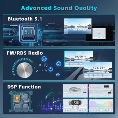 Inefala 8core 4+64GB Android 15 autoradio 2 Din ingebouwde Qualcomm Snapdragon-chip, draadloze CarPlay en Android Auto, 10" touchscreen radio met GPS, WiFi, Bluetooth RDS/FM, achteruitrijcamera en MIC