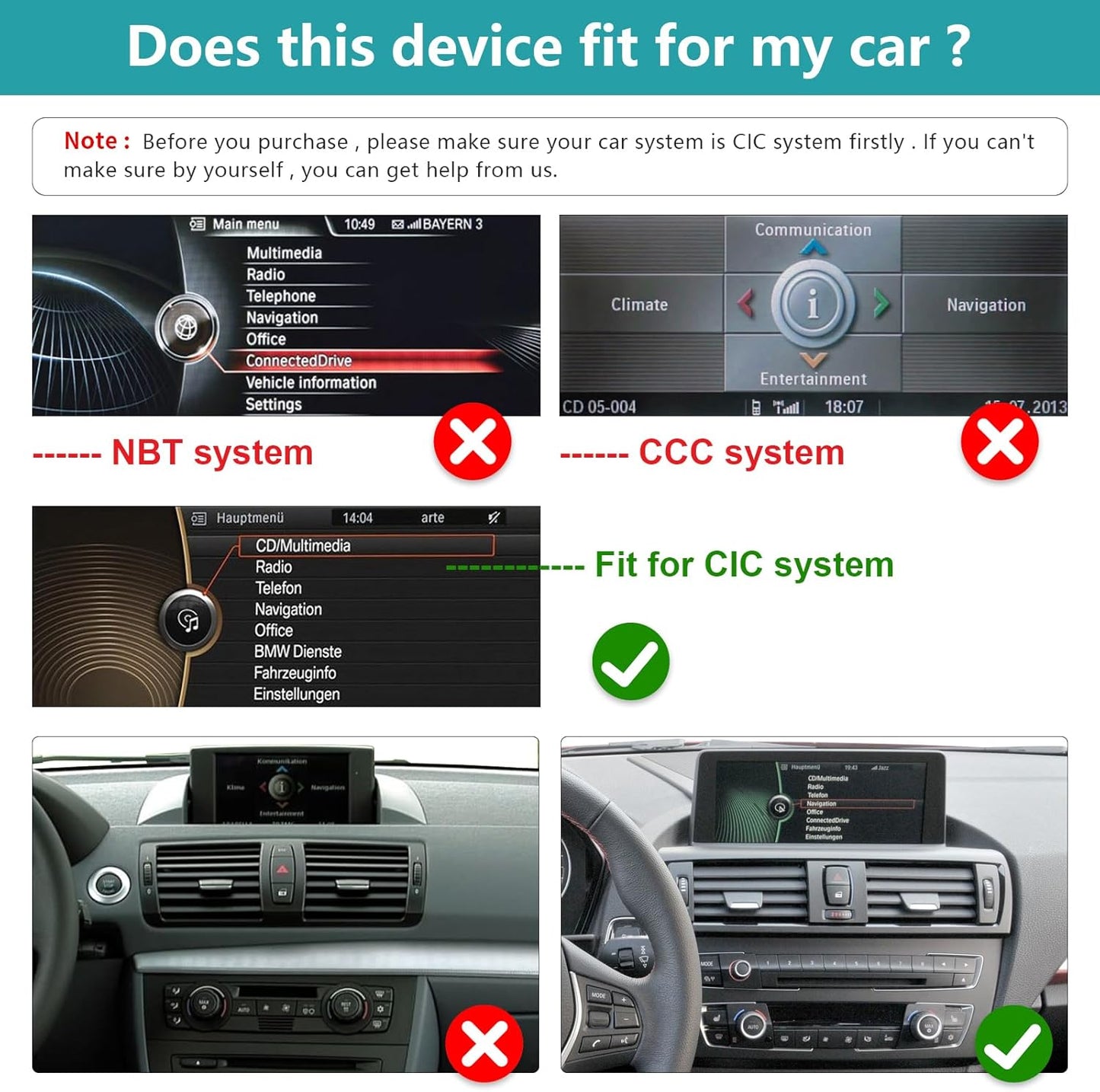 Ninetom 10,25 inch autoradio touchscreen voor 2008-2012 BMW 1-serie E81 E82 E87 E88 met CIC-systeem, ondersteuning voor Apple CarPlay/Android Auto/Mirrorlink/navigatie, autoradio-upgrade
