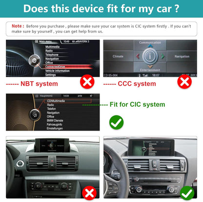 Ninetom 10,25 inch autoradio touchscreen voor 2008-2012 BMW 1-serie E81 E82 E87 E88 met CIC-systeem, ondersteuning voor Apple CarPlay/Android Auto/Mirrorlink/navigatie, autoradio-upgrade