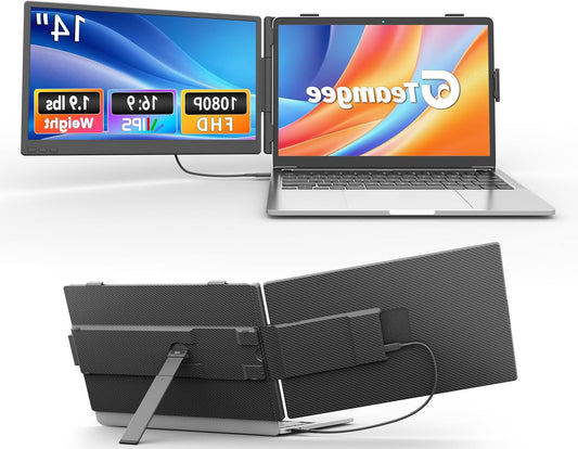 14,1 Inch Draagbare Monitor – Extern Scherm – Tweede Scherm – Laptop Display – Portable LCD – Full HD 1080p – IPS Scherm – Mini HDMI & USB-C - QUORE