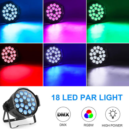 PARspot – LED Parlamp – Podiumverlichting – Partylicht – DJ Verlichting – 2 Stuks – 18 x 15W RGBW LED – DMX512 Met 8 Kanalen
