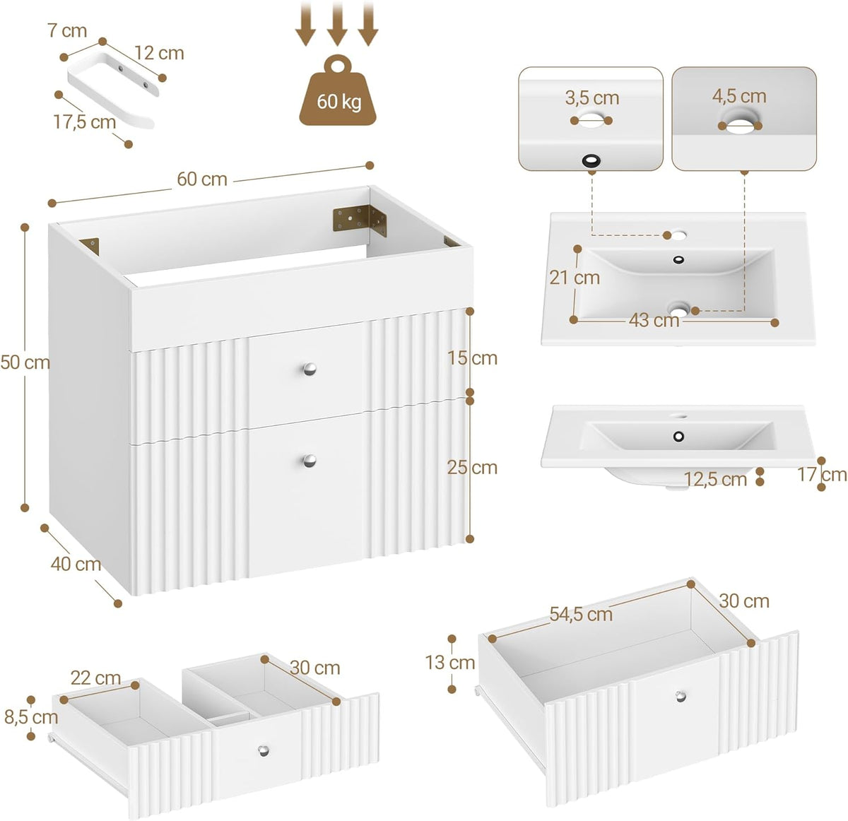 Hzuaneri Onderkasten voor badkamer EBC64103X