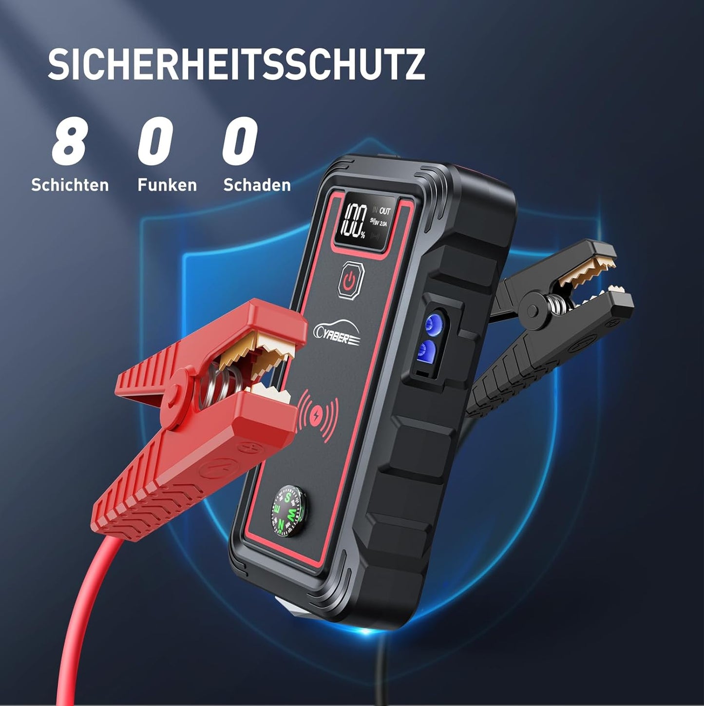 Starthulp Powerbank – Jumpstarter – Startbooster – Booster – Noodstarter – Voor 12V Auto, Motor, ATV En UTV – 5000 A Piekstroom – 23800 mAh Accu