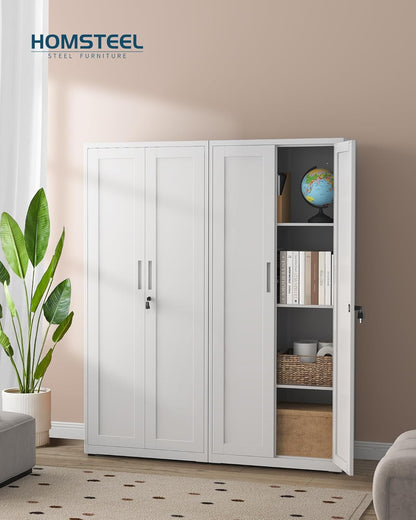 Dossierkast, afsluitbare garagekast, 3 niveaus, bureaukast, werkplaatskast met verstelbare planken, voor kantoor, garage en bijkeuken, 40 x 75 x 181,5 cm, wit