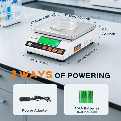 Bonvoisin Precisieweegschaal, 10 kg/0,1 g, industriële weegschaal, digitale analytische weegschaal, laboratoriumweegschaal voor sieraden en school, met CE-certificering, professionele elektronische