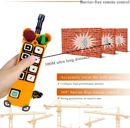 MXBAOHENG Kraan Hoist Control Double-speed Hoist Radio Control Draadloze Crane Controller voor Lier & Windlass & Hijstoestel & Kraan F24-8D (1zender & 1 ontvanger) (AC 12-36V 50-60HZ)