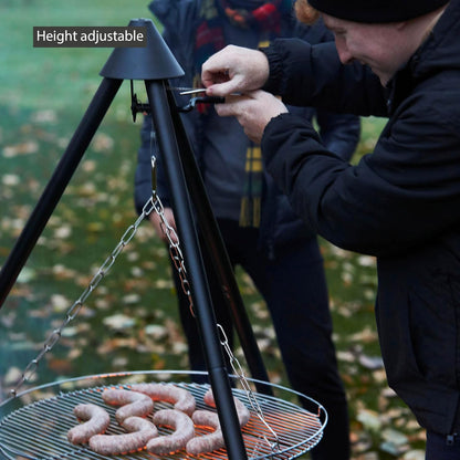 Barbecook driepoot hout BBQ Junko draagbare barbecue met draagtas inbegrepen, 60x60x166cm