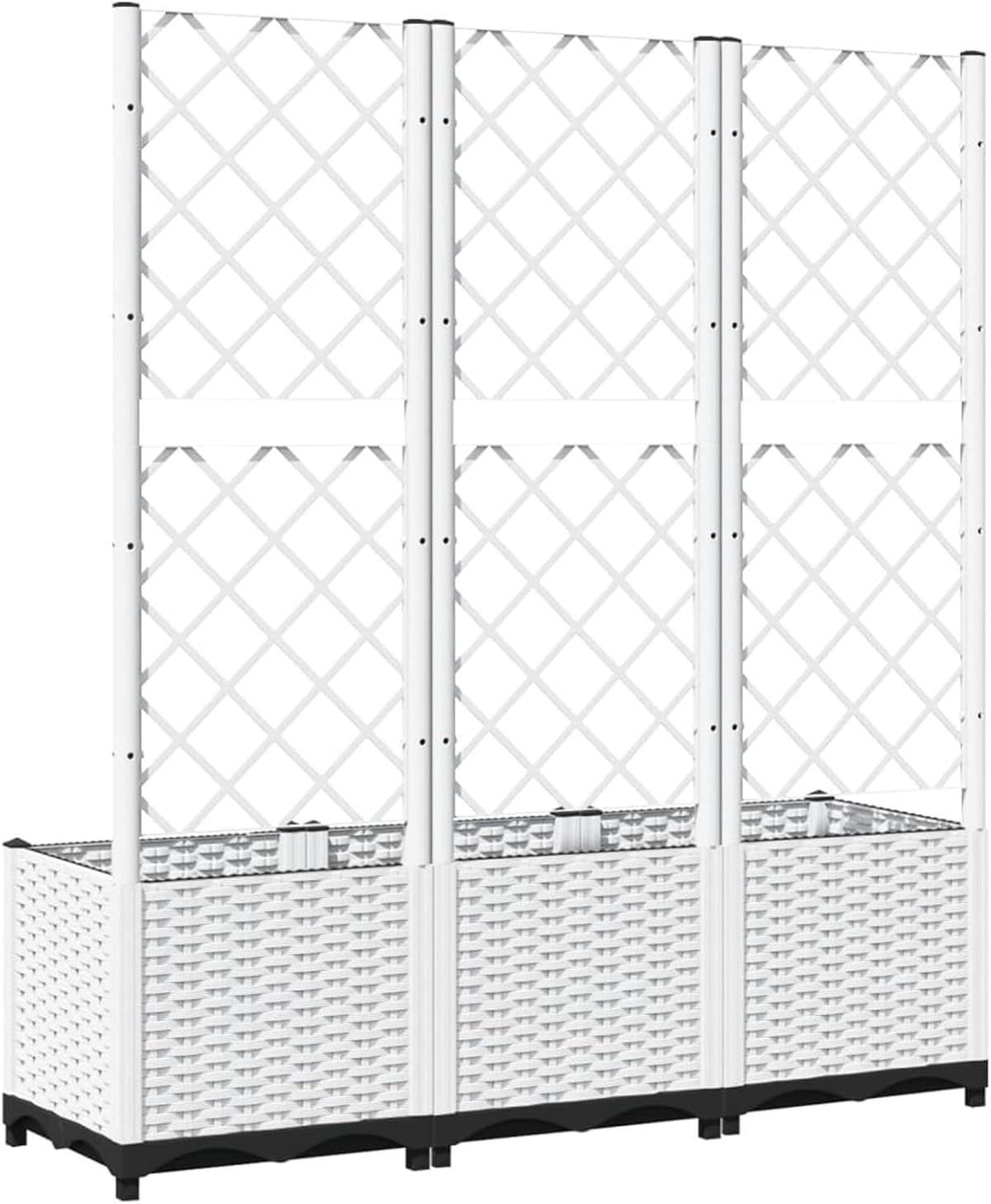 Gecheer Garden Planter with Trellis White 120x40x136cm PP - QUORE