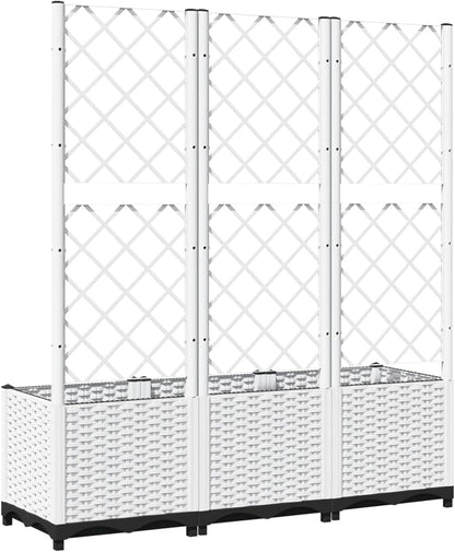 Gecheer Garden Planter with Trellis White 120x40x136cm PP - QUORE