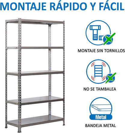 Simon Rack Stellingkast Metaal, 2000x1000x500 mm, Buigpunt 180, 5 Verstelbare Niveaus, Metalen Planken, Robuust Opslagrek voor Garage, Kelder en Werkplaats, Grijs – SimonClick