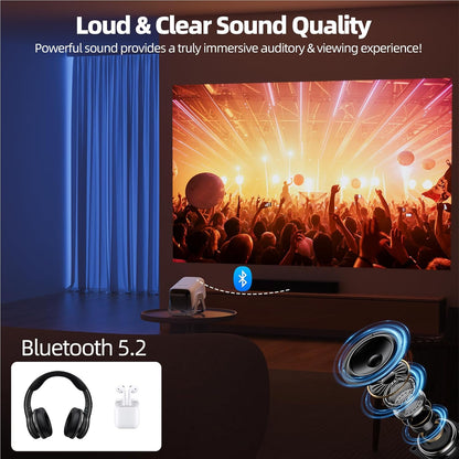 Bettdow Netflix Official, 4K mini-beamer, Full HD 1080P draaibare projector, autofocus/trapeziumcorrectie, 10.000 lumen videobeamer met Android 13, bluetooth 5.2, projector thuisbioscoop/outdoor, wit