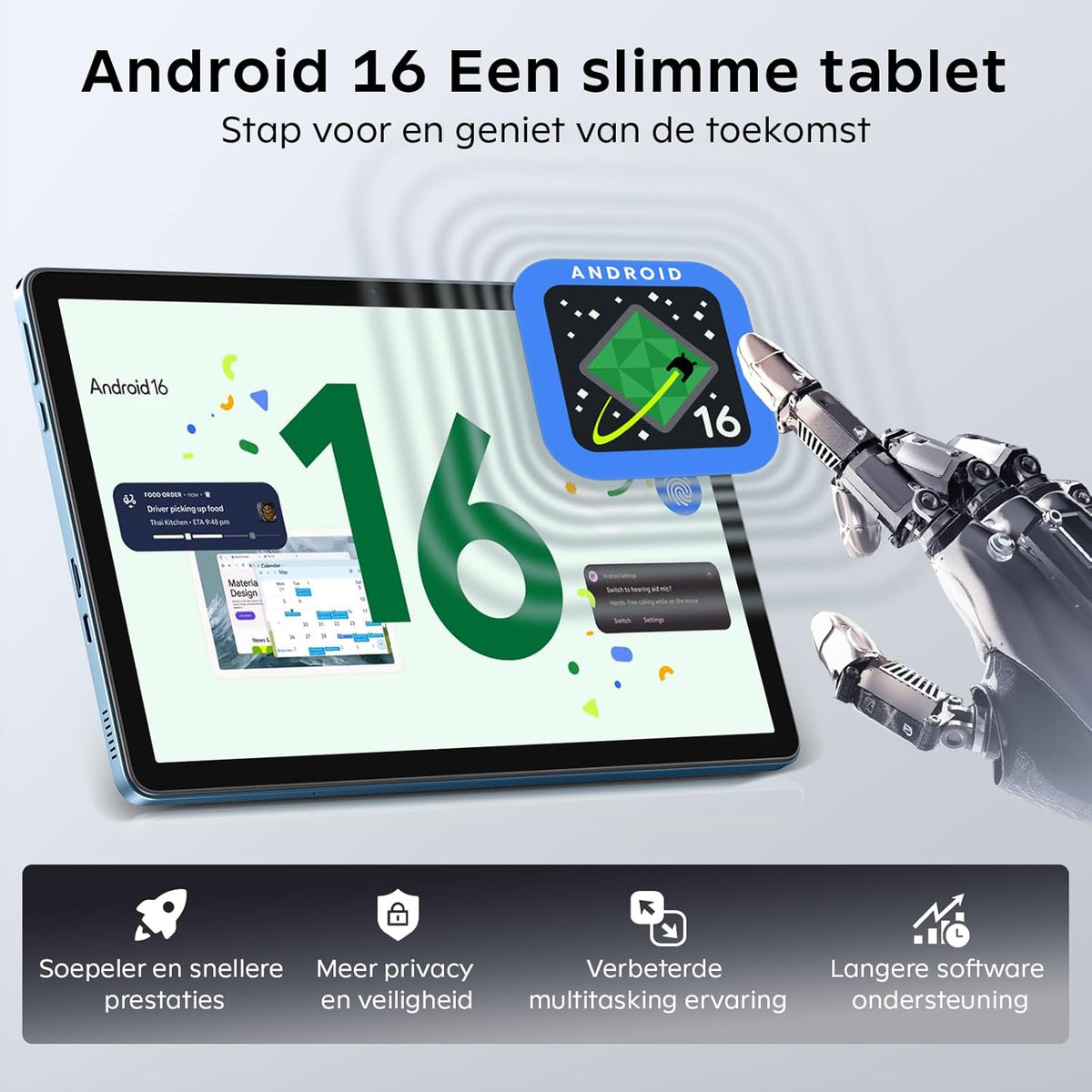 Raemond Android 16 Tablet 11 inch Gemini AI 24 GB RAM + 256 GB ROM (2TB TF), 8000 mAh gaming tablet Unisoc T7250 Octa-Core,BT 5.2, Widevine L1+16MP+8MP tablets pc,5 G-WiFi,GMS/GPS/Face ID/OTG（Blauw）