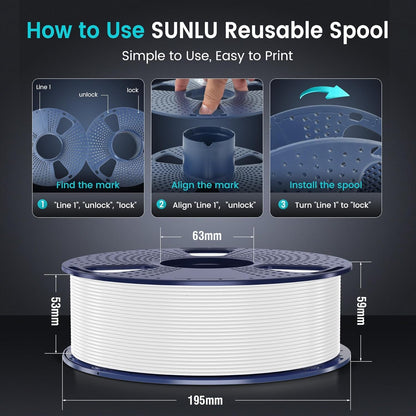 SUNLU Bundle 10 kg PLA Plus filament, meerkleurig, voor 3D-printers, PLA+ filament 1,75 mm, 1 kg/spoel, 10 spoelen, zwart + wit + grijs + rood + klein blauw + groen + lichtgeel + oranje +