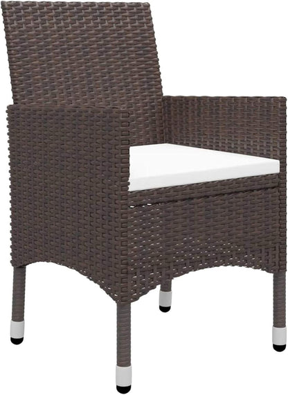 Gecheer 3-Piece Poly Rattan and Glass Bistro Set, Rattan Garden Table and Chairs, Dining Room Chairs, Square Glass, 80 cm and 2 Outdoor Rattan Chairs - QUORE