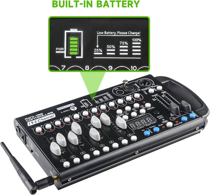 Draadloze DMX-Controller Met Batterij – DMX512-Console – Lichtmixer – Lichtsturing – Lichtboard – 192 Kanalen – 240 Scènes