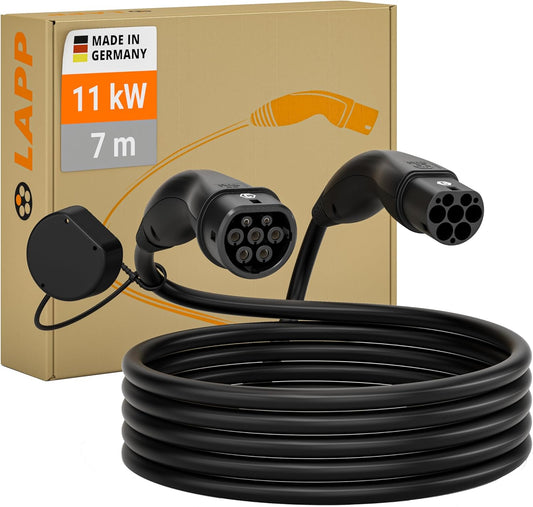 LAPP Mobility EV oplaadkabel type 2, 11 kW / glad / 20 A / driefasig / oplaadkabel voor elektrische auto's / modus 3 / 7 m