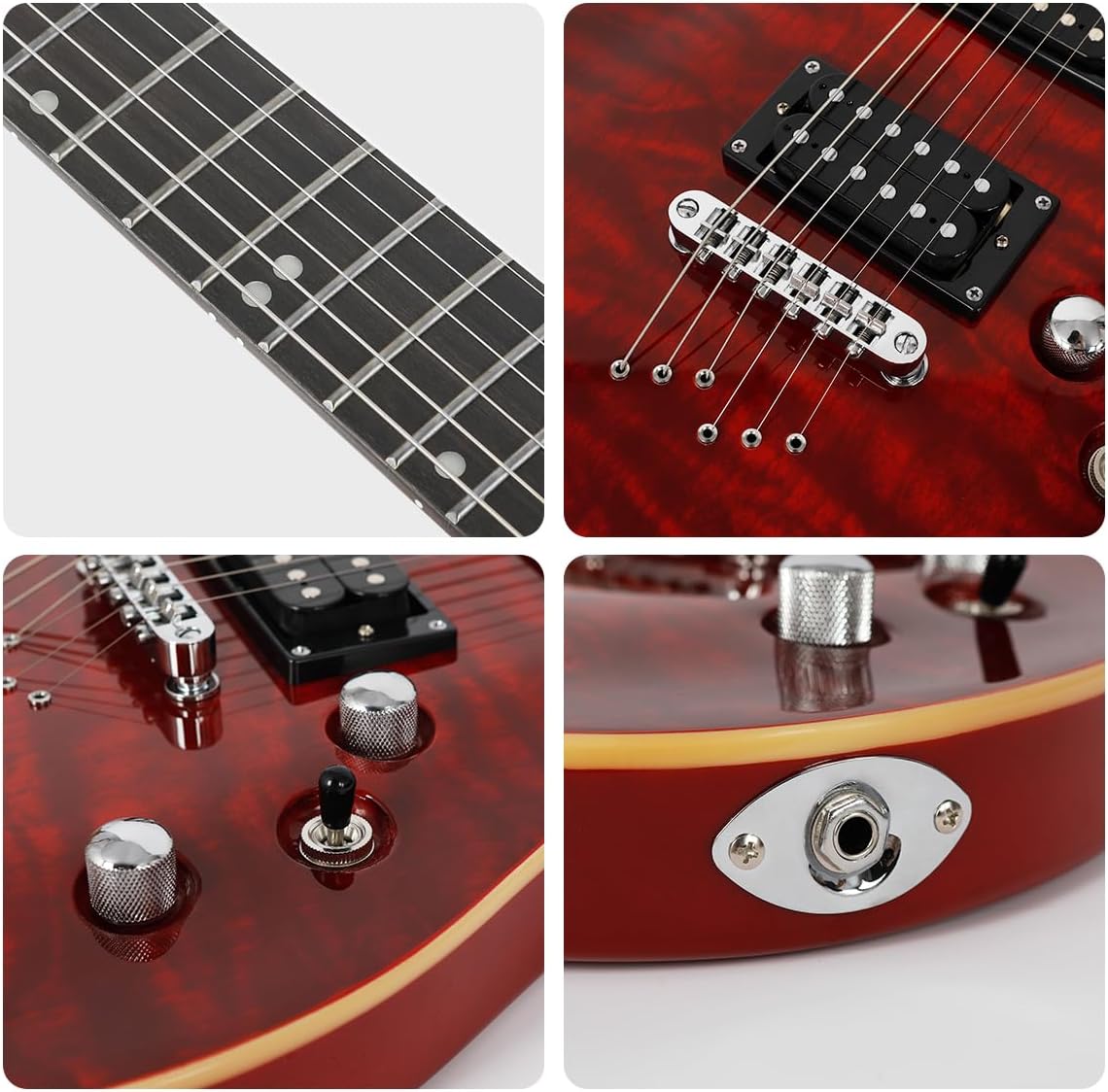 Elektrische gitaar voor beginners beginners volwassen oefening elektrische gitaar geavanceerd prestatie set professionele kwaliteit-D170 (Rood)