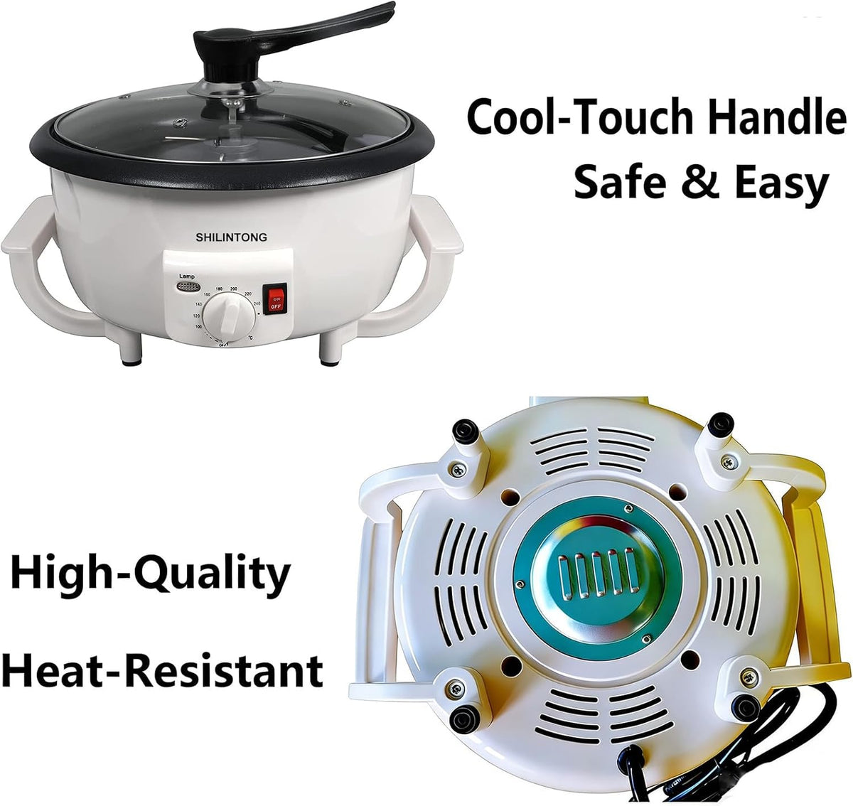 Elektrisch koffierooster, koffiebonen-noten-pinda-cashew-astania-roostermachine voor het huishouden, instelbare temperatuur, capaciteit 750 g (zonder timerfunctie)