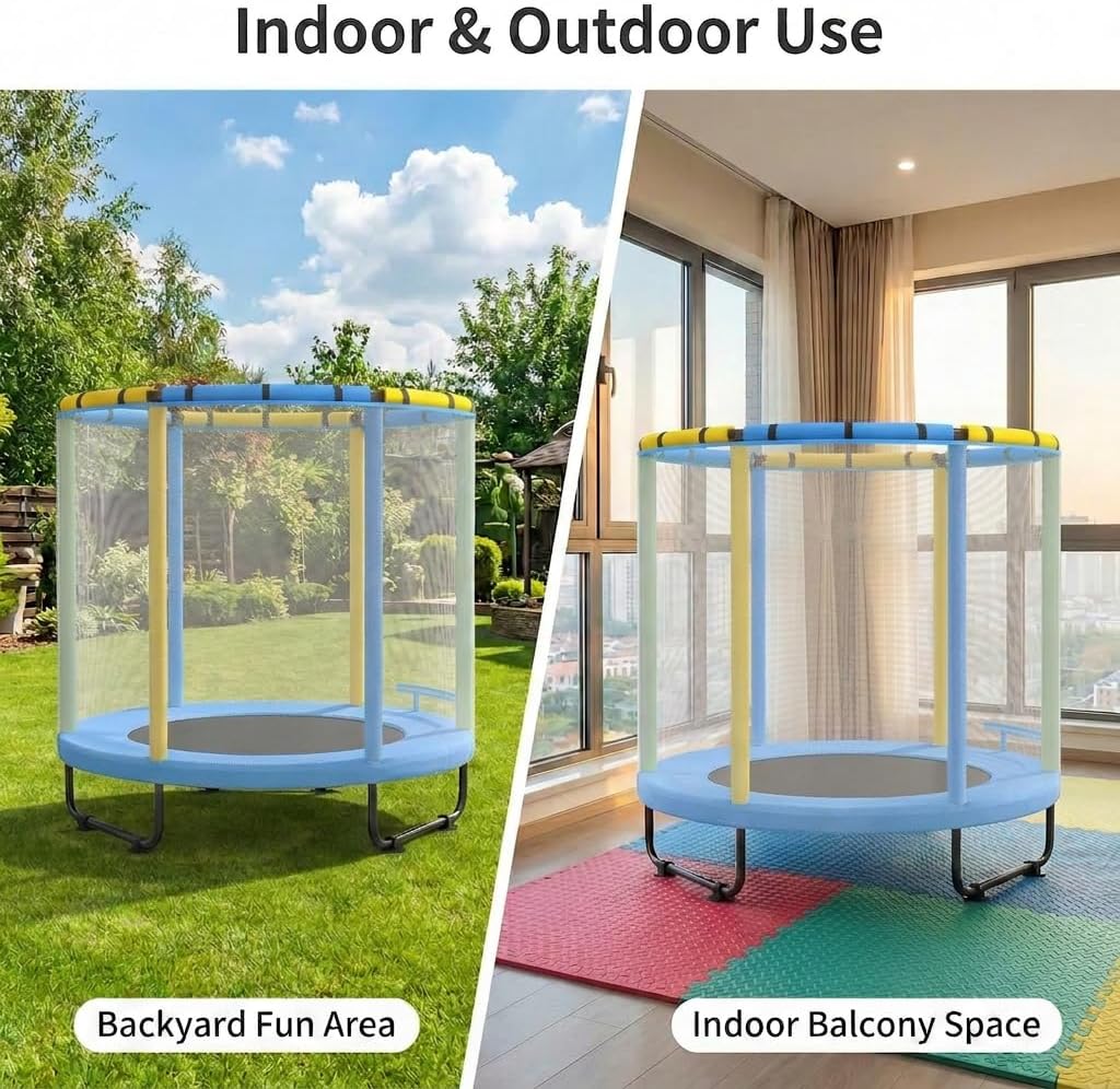 Kindertrampoline, trampoline voor kinderen, indoor trampolines voor kinderen, met basketbalmand, schommel, trekring, geschikt voor binnen en buiten, geschikt voor kinderen, verjaardagscadeau