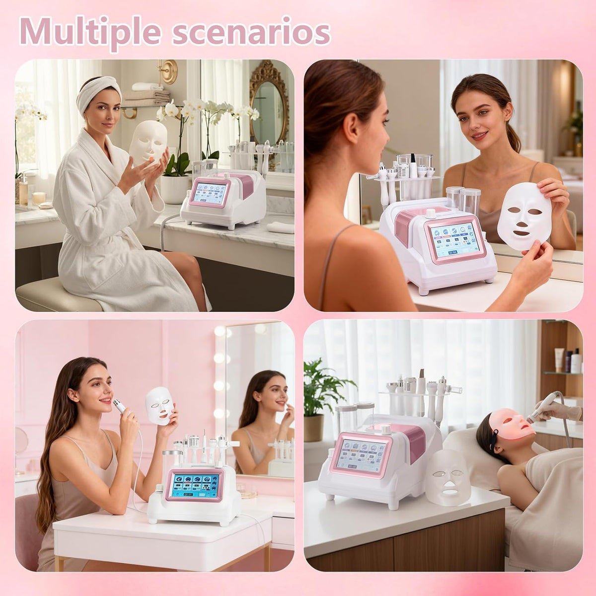 7-In-1 Hydrafaciale Machine – Hydrafacial Apparaat – Gezichtsverzorgingsapparaat – Gezichtsreinigingsapparaat – Huidverstevigingsapparaat – Wit – 9-Polige Sonde – 7-Kleuren LED-Masker