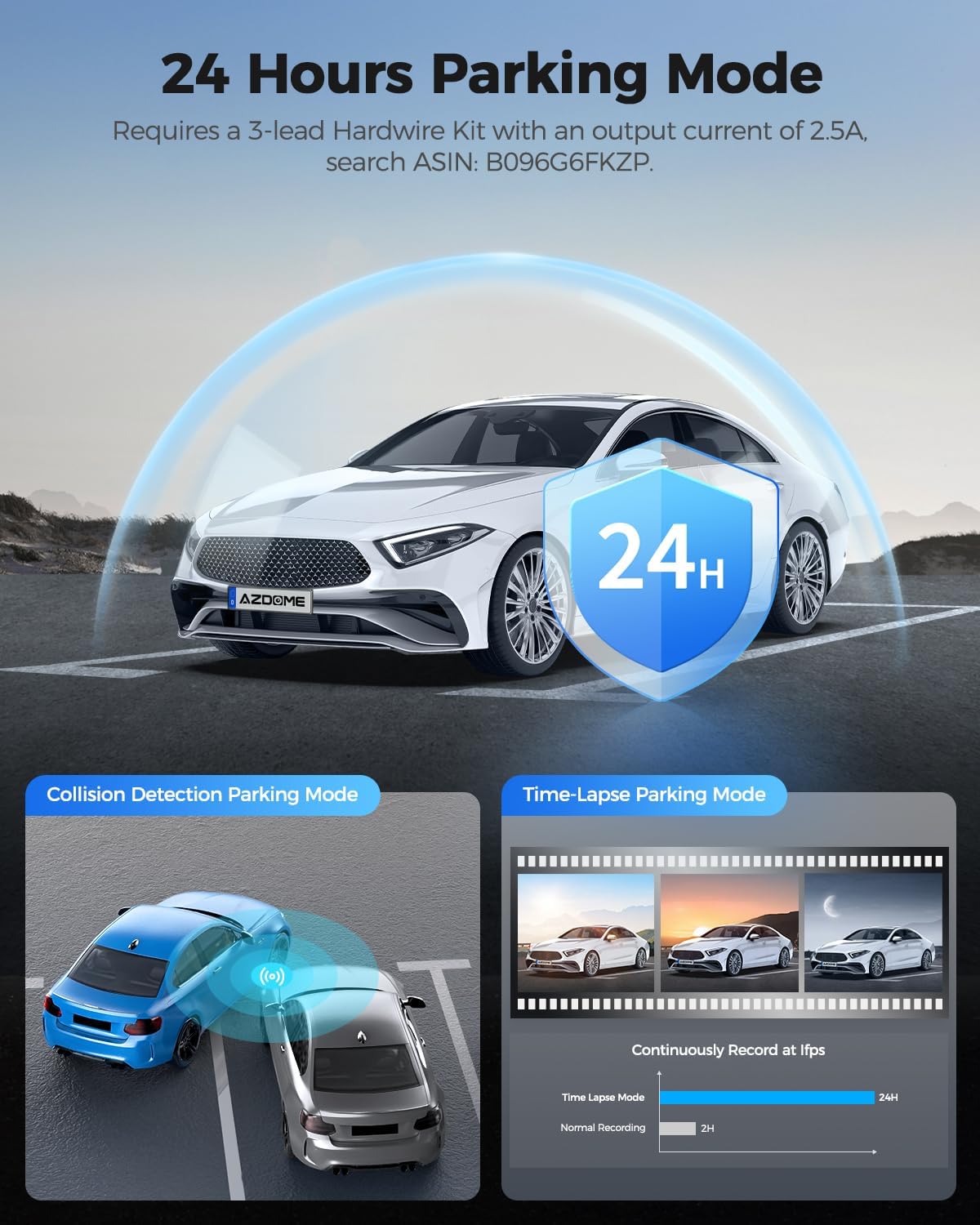 AZDOME 4K Dual Lens Spiegel Dash cam 12 ''IPS Full Touchscreen, 4K+1080P Voor en Achter 1080P IP68 Auto Camera met [Dual Cam Display] Nachtzicht WDR Parkeermodus Loop Opname G-sensor