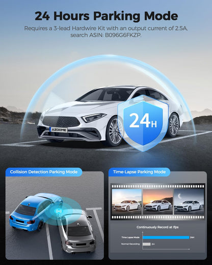AZDOME 4K Dual Lens Spiegel Dash cam 12 ''IPS Full Touchscreen, 4K+1080P Voor en Achter 1080P IP68 Auto Camera met [Dual Cam Display] Nachtzicht WDR Parkeermodus Loop Opname G-sensor