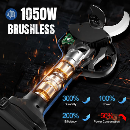 SWANSOFT 8605Pro Accu-snoeischaar 40 mm, 21 V, 2 x 4 Ah accu, 1050 W, professionele elektrische snoeischaar voor tuin, wijngaarden en boomgaarden