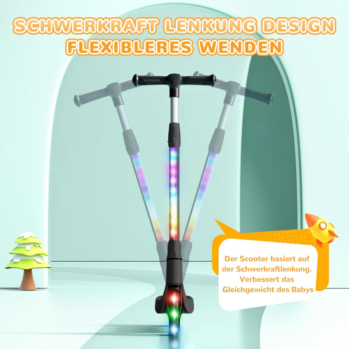 SISIGAD E-step voor kinderen van 6 tot 10 jaar, met knipperende ledlampen en 3 instelbare hoogtes, 45 W motor max. 10 km/u, maximale belasting 70 kg