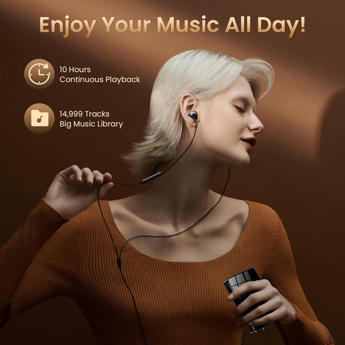 HIFI WALKER H2 MP3 Player with Bluetooth, DSD DAC Hi-Res FLAC Player, Lossless Music Player, Portable Digital Audio Player with 64GB Storage, Expandable Storage Up to 256GB - QUORE