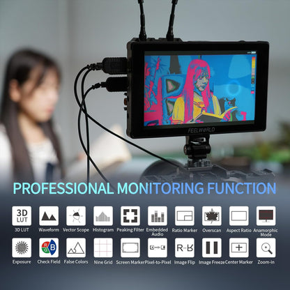 FEELWORLD F7 PLUS 7 Inch 1200Nit Camera Field Monitor 4K HDMI Touchscreen Camera Monitor met 4K HDMI2.0 In/Uitgang,1920x1080 IPS,3D LUT,HDR Golfvorm,Inclusief Oplaadbare F750 Batterij en Tas