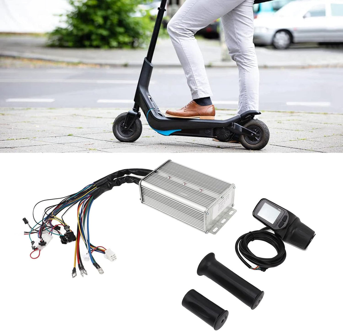Topyond 48V 60V 1500W Electric Scooter Controller with S886 Half Twist Throttle Panel Set Electric Bike Conversion Kit for Electric Scooters