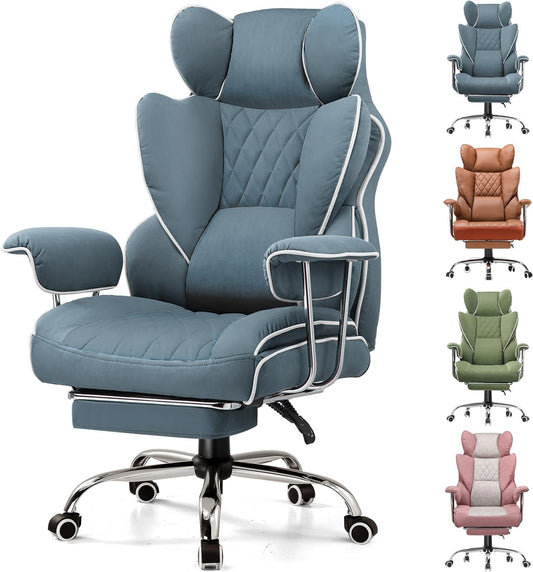 GTPLAYER Ergonomic Gaming Chair, Adjustable Gaming Chair, Office Chair with Footrest, Adjustable Backrest for Work and Play Technological Fabric, Sea Blue - QUORE