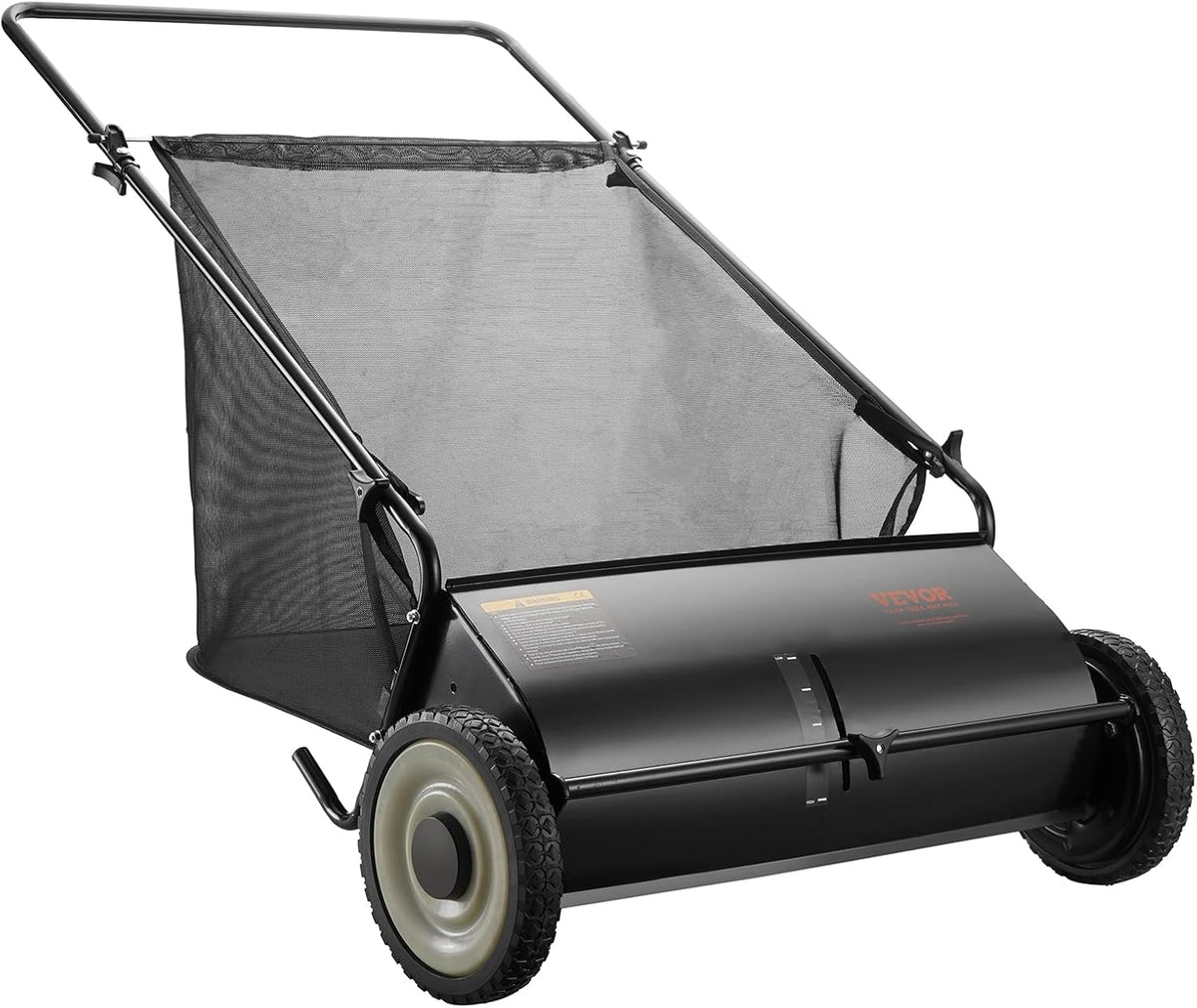 Duwgazonbezem – Tuinveger – Bladveger – Gazonveger – Veegmachine – Grote veegbreedte 66 cm – Robuust stalen frame met 2,1 m³ opvangzak