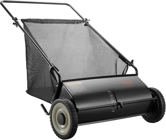 Duwgazonbezem – Tuinveger – Bladveger – Gazonveger – Veegmachine – Grote veegbreedte 66 cm – Robuust stalen frame met 2,1 m³ opvangzak