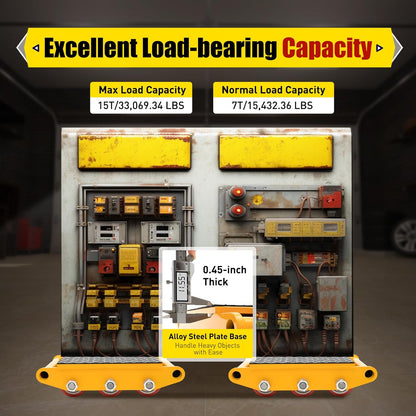 Armor Wheels, 15T, Cast Steel Transport Wheels, Industrial Roller, Heavy Load, 9 Wheels, 13000 lbs Steering System, High Quality Heavy Load - QUORE