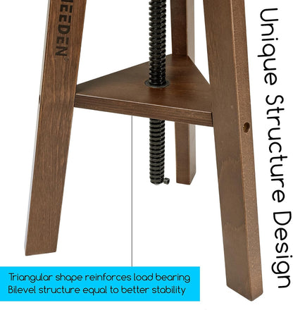 MEEDEN Walnoot tekentruk met massief beukenhout, in hoogte verstelbare kunstenaarskruk, studio-kruk, houten barkruk, keukenkruk, kantoorkruk, perfect voor studio, thuisgebruik, bars