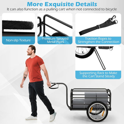 FANTASK Fietsaanhanger tot 60 kg, inklapbaar, met afdekking, koppeling en reflectoren, zwart