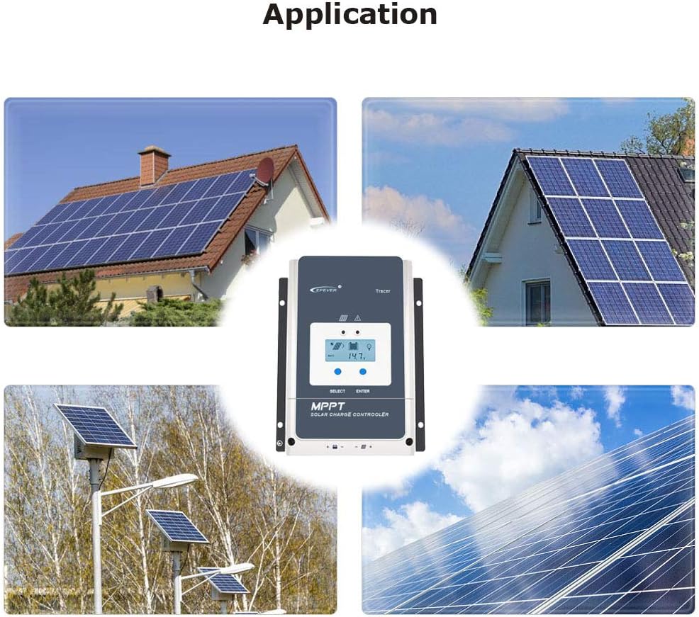EPEVER 50A MPPT Solar Charge Controller 12V/24V/36V/48V met LCD Display, Open Circuit Voltage tot 150V voor Sealed, GEL, Flooded en User - Tracer 5415AN