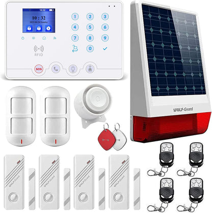 Wolf-Guard W4Q-W06 wit draadloos 4G WiFi huisalarmsysteem Tuya Smartlife APP met solar sirene 110dB
