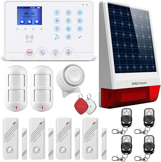 Wolf-Guard W4Q-W06 wit draadloos 4G WiFi huisalarmsysteem Tuya Smartlife APP met solar sirene 110dB