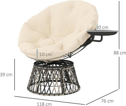 <font dir="auto" style="vertical-align: inherit;"><font dir="auto" style="vertical-align: inherit;">        Outsunny Papasan Rattan Chair, 360° Swivel Wicker Chair with Cushion, 90cm Diameter, Round Outdoor Rattan Chair, Swivel Chair, Lounge Chair, Reclin